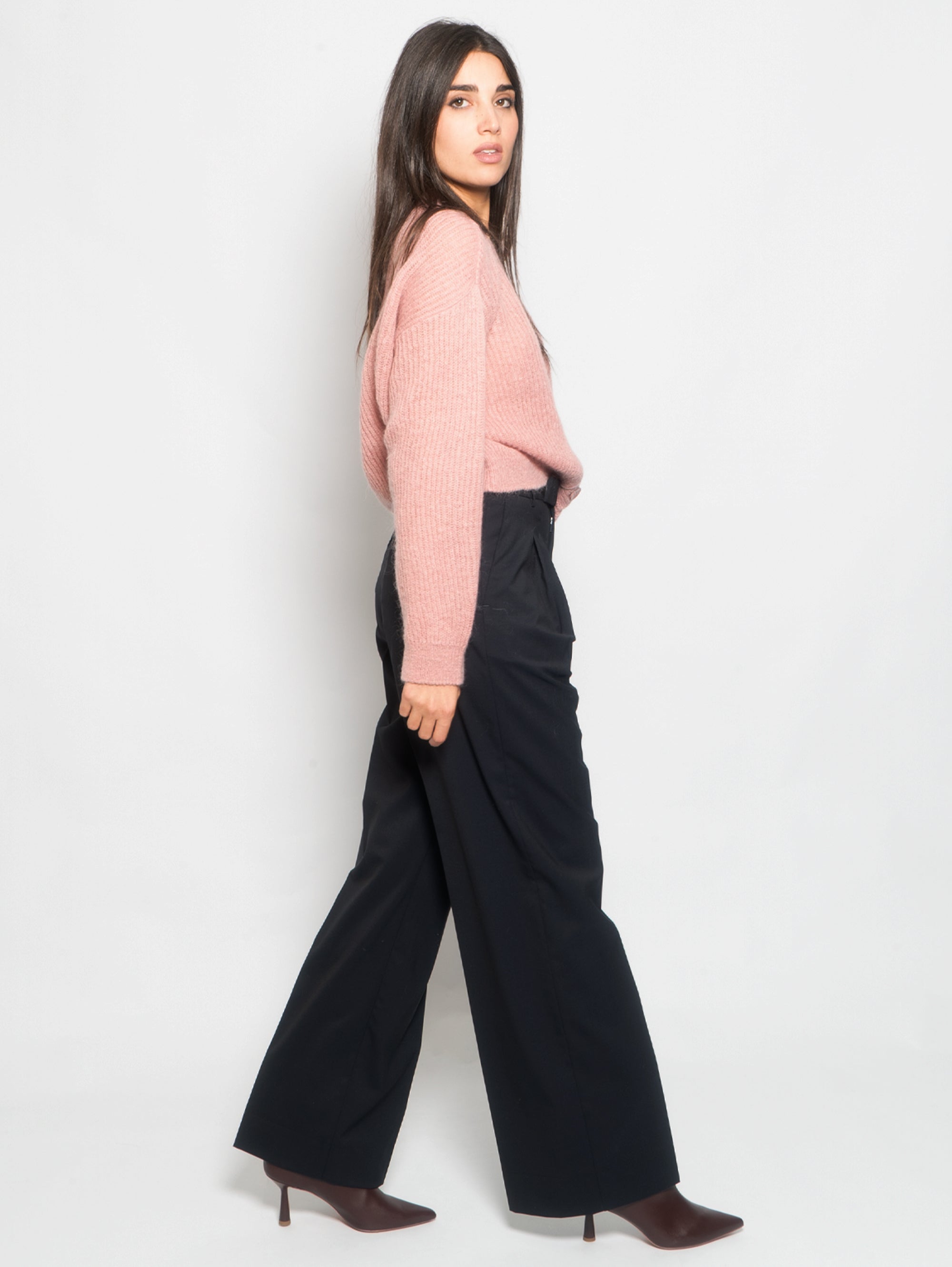 Palazzo Trousers with Double Pleats Blue