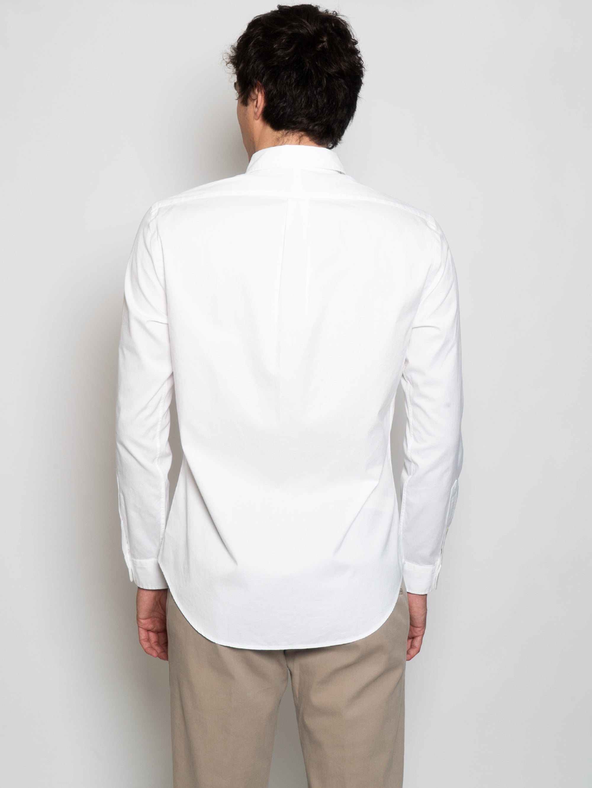 Camicia Slim Fit in Twill di Cotone Bianco