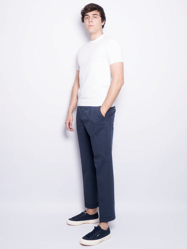 Easy fit broek met plooien blauw