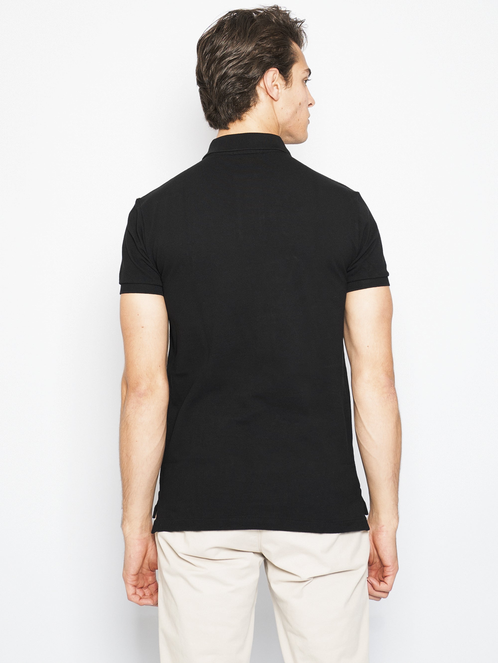 Black Slim Fit Piqué Polo Shirt