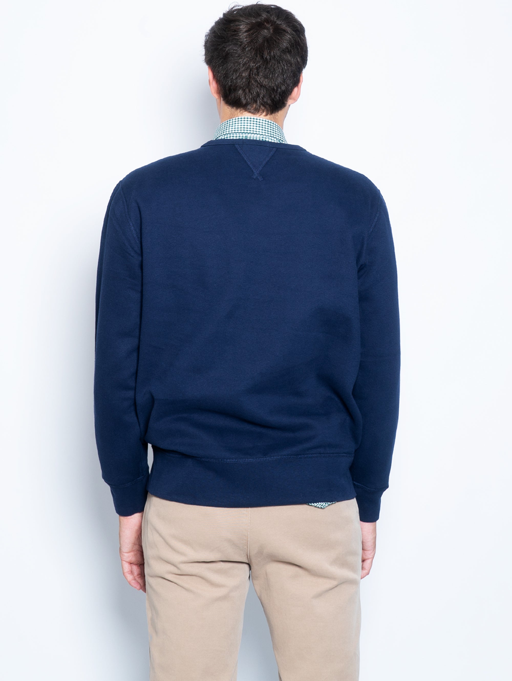 Sweatshirt mit Rundhalsausschnitt und blauem V-Einsatz