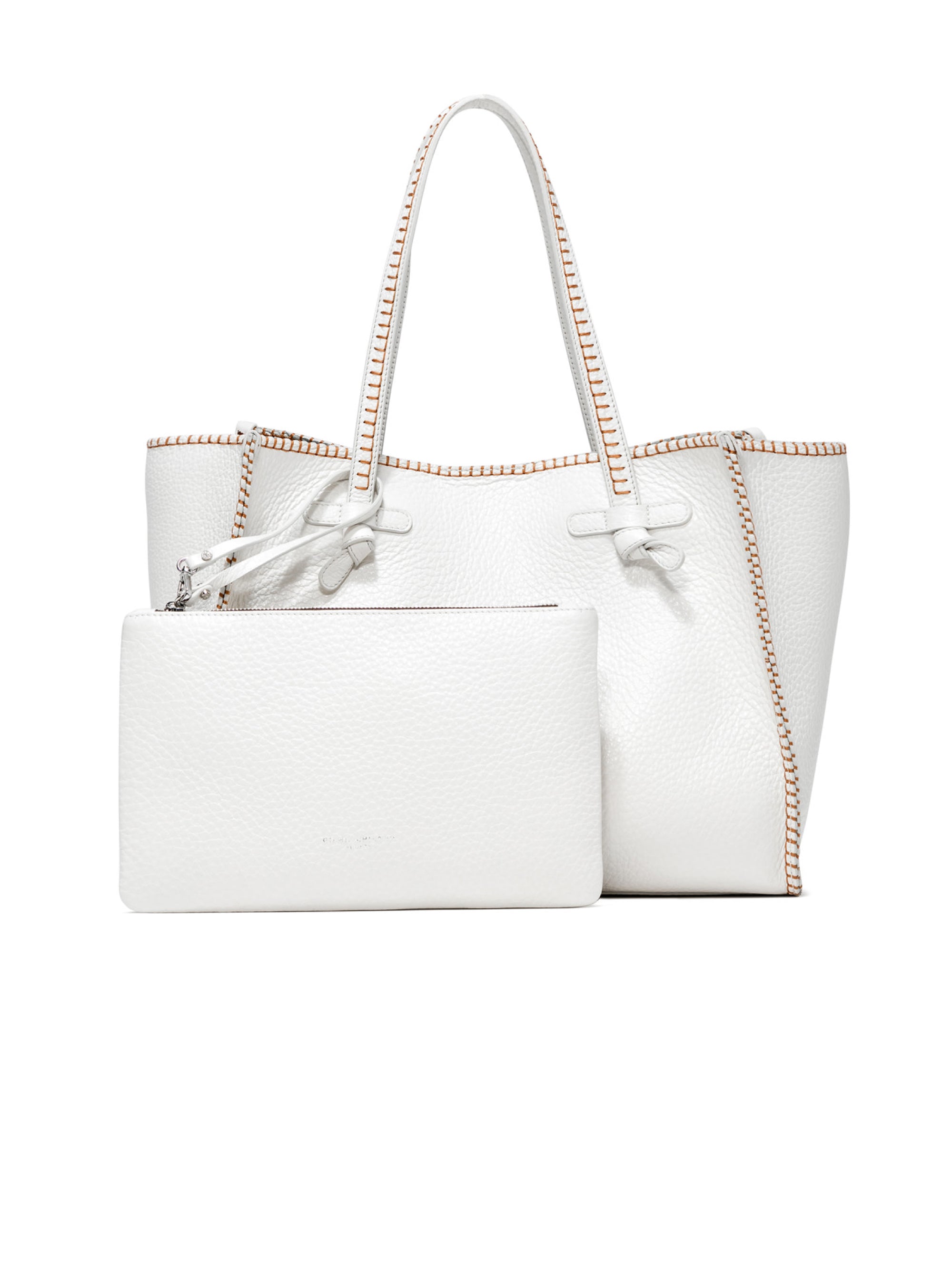 Marcella White Leather Shoulder Bag