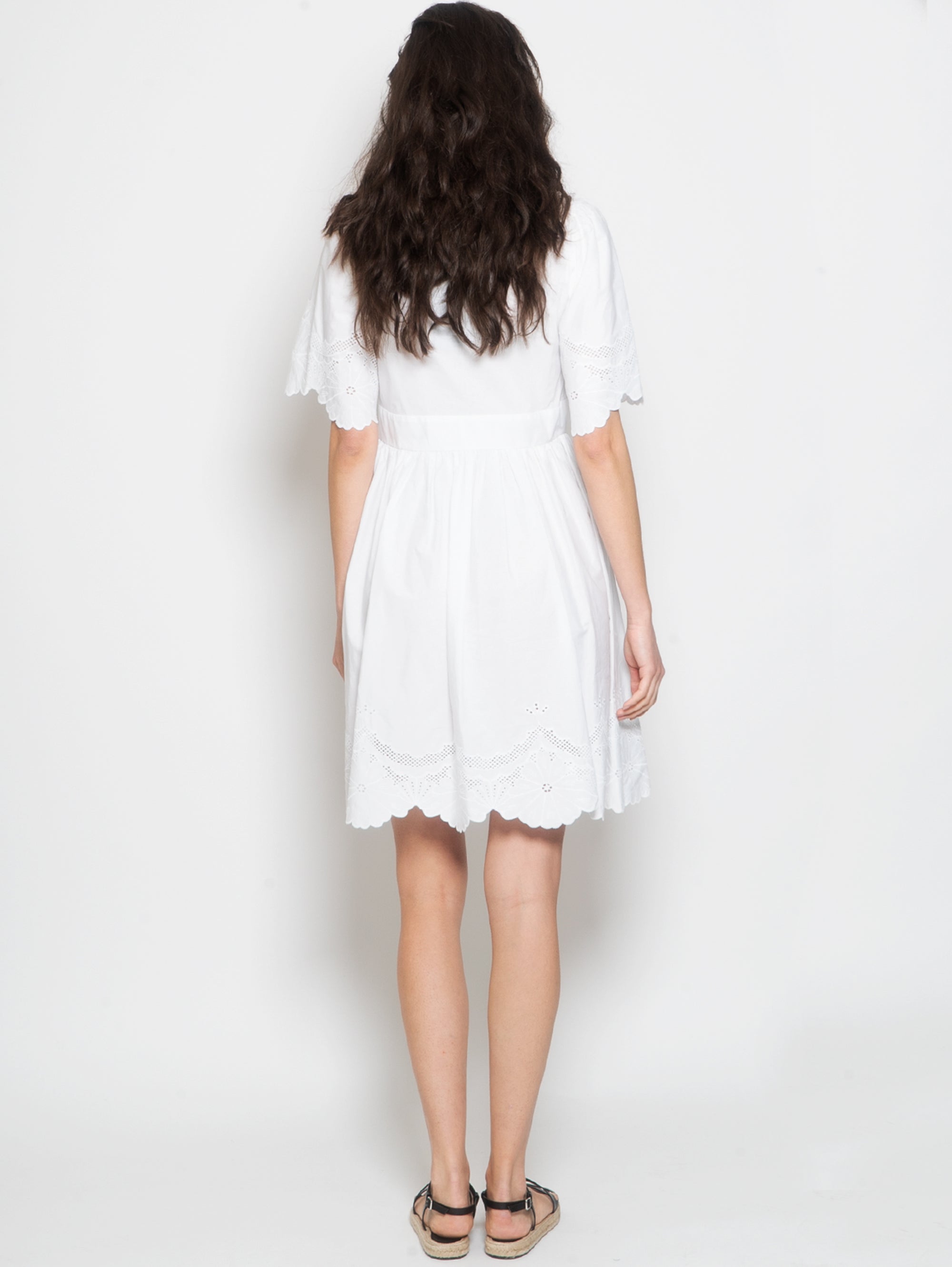 Short Cotton Dress with White Embroideries