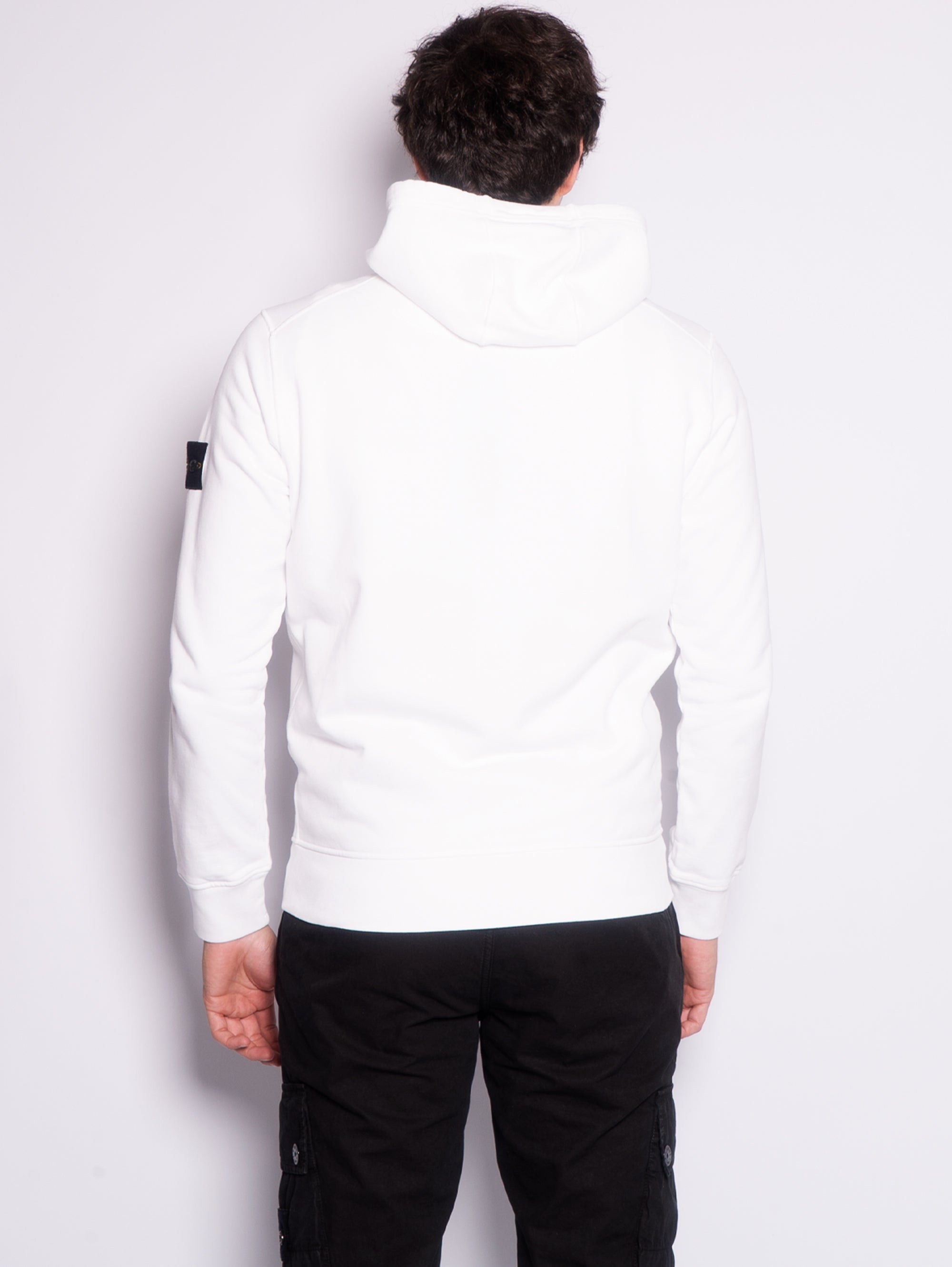 Sweatshirt mit durchgehendem Reißverschluss und weißer Kapuze