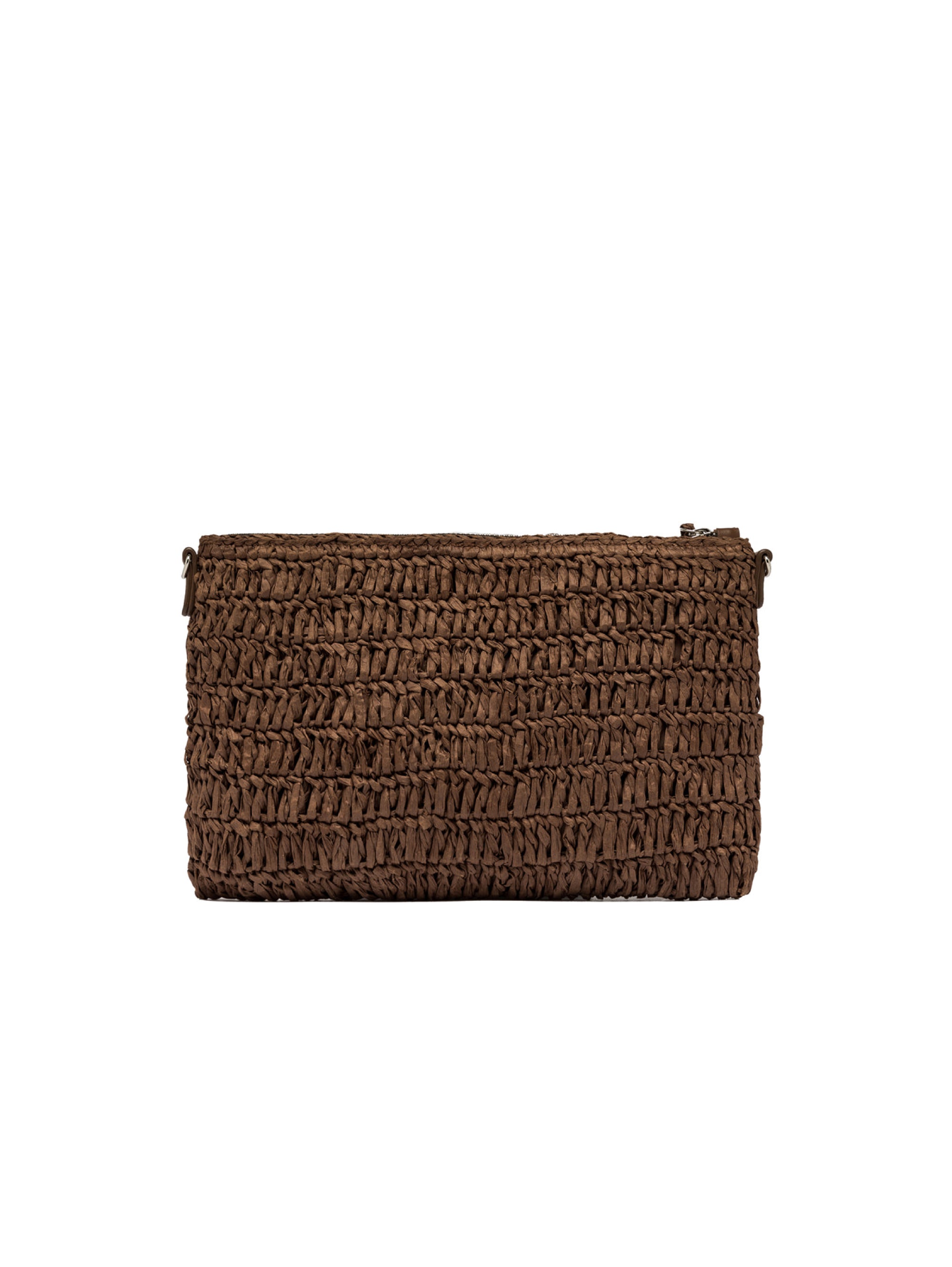 Straw clutch bag with coffee crochet workmanship