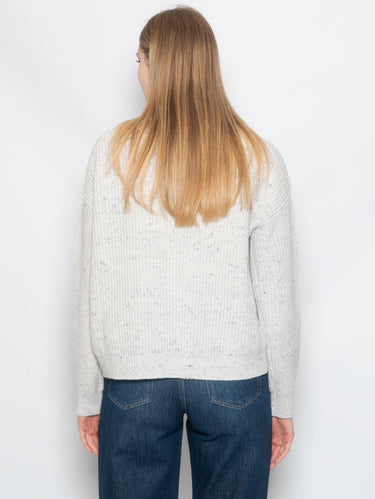 Maglia Collo Alto con Motivo a Losanghe Bianco