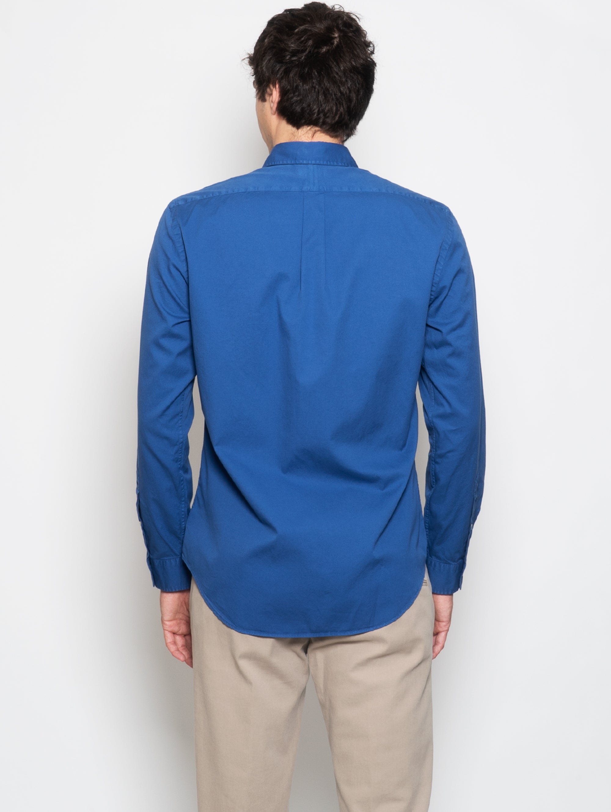 Camicia Slim Fit in Twill di Cotone Blu Royal