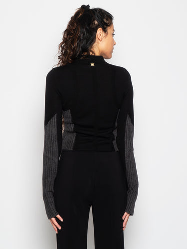 Maglia Corta con Intarsi Nero