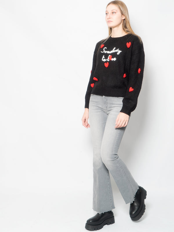 Denim Flare con Orlo Sfrangiato Grigio