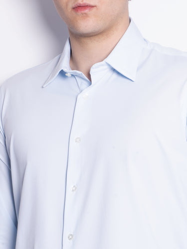 Chemise jacquard slim fit ciel