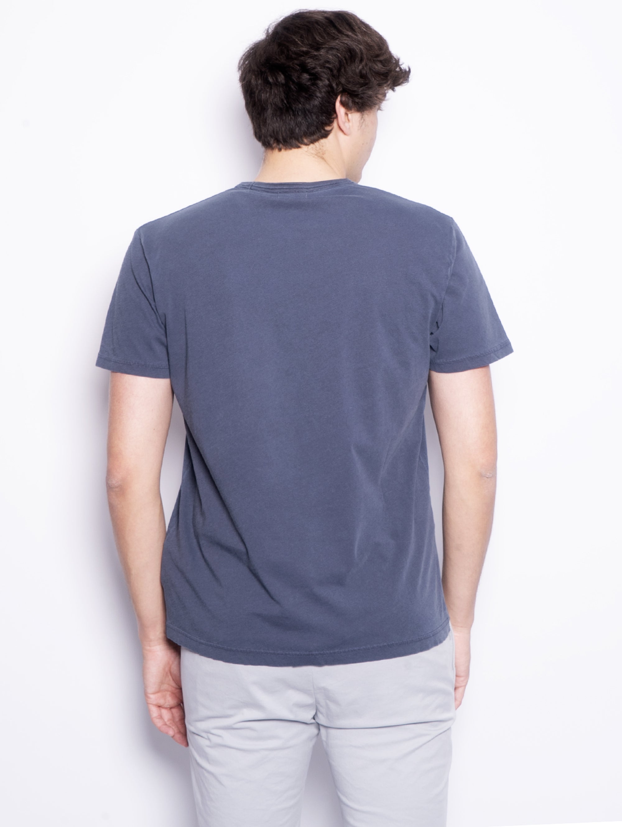 Garment-dyed T-shirt with Blue Print