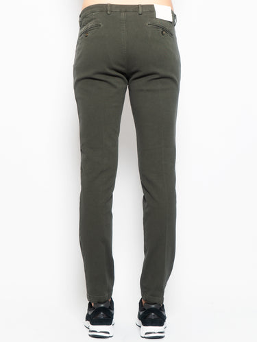 Pantaloni Chino in Cotone Armaturato Pino