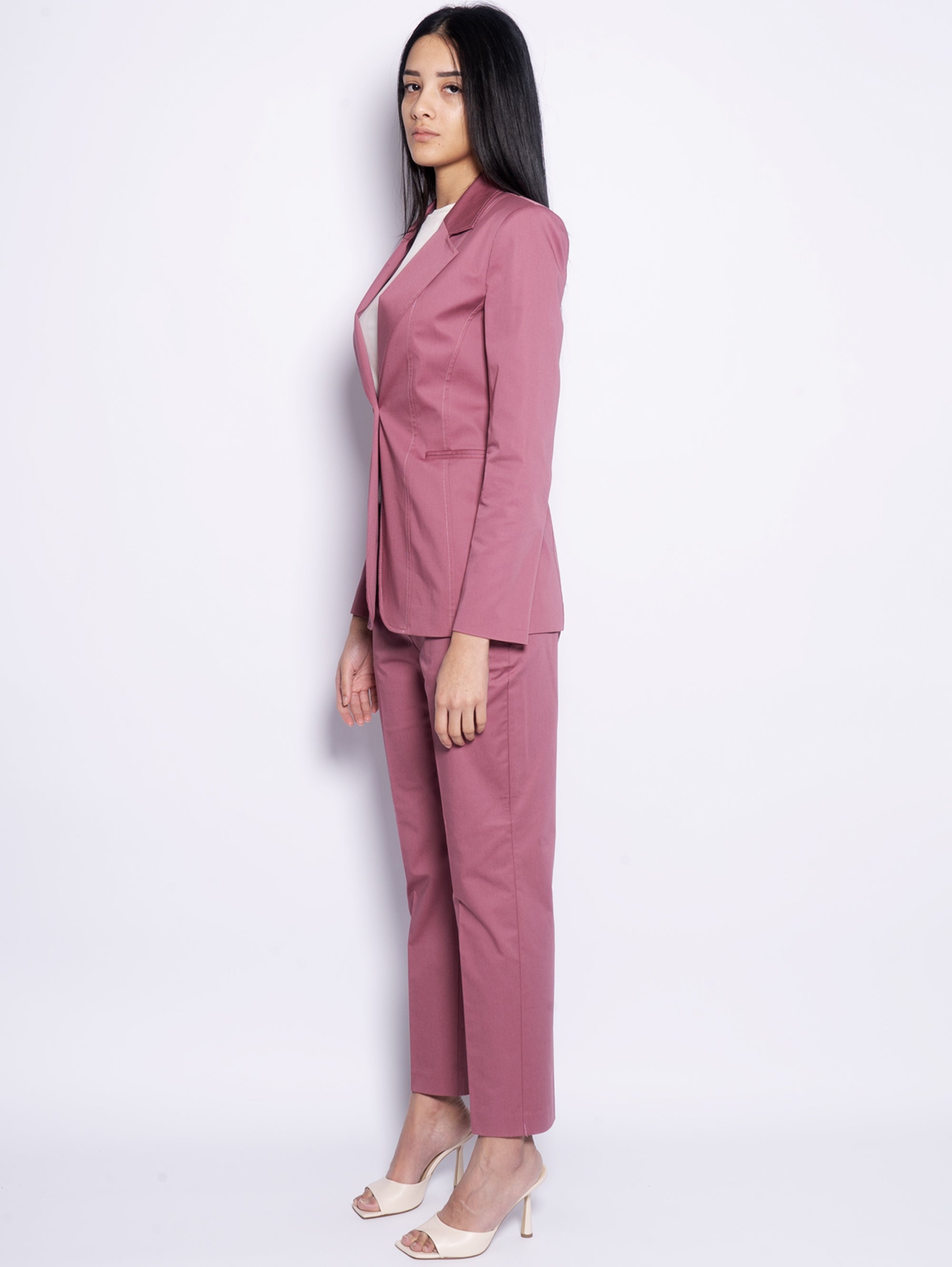 Cigarette Pants in Pink Technical Satin
