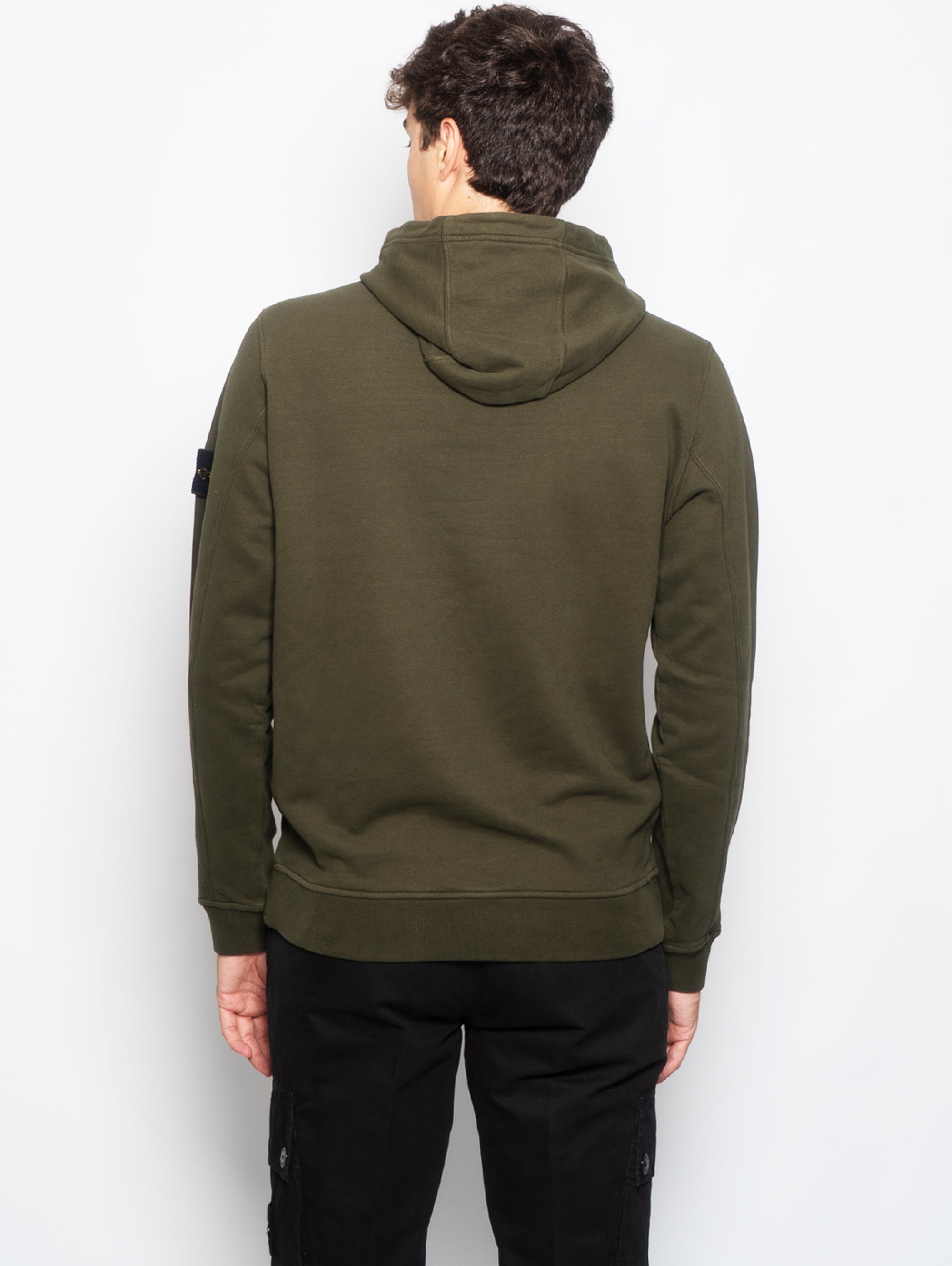 Olive Hooded Sweatshirt with Pouch Pocket