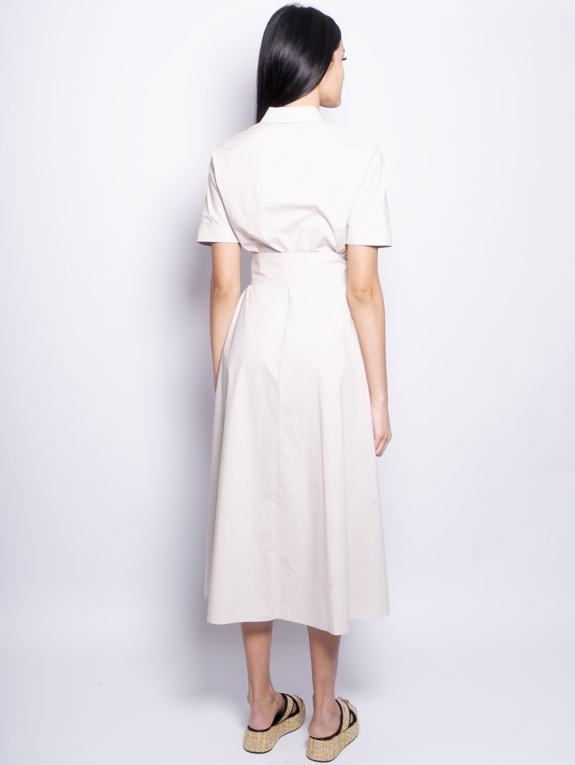 Shirtdress in Beige Cotton Poplin