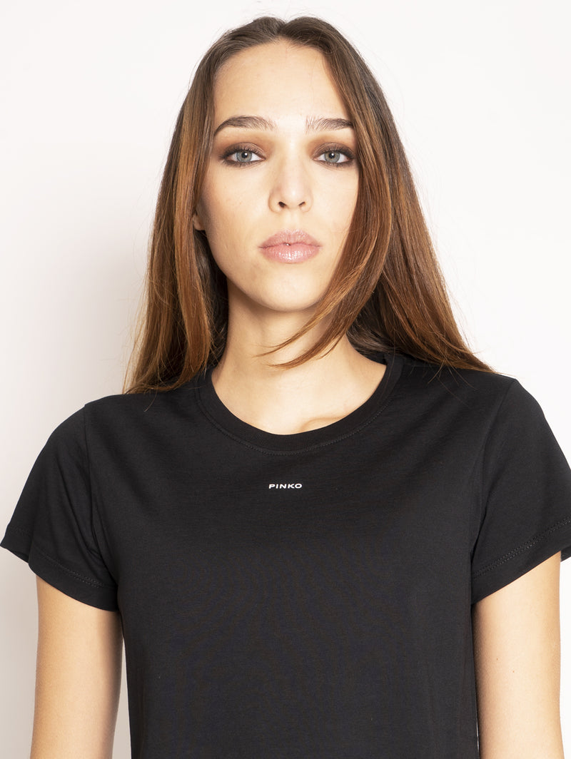 T-Shirt Basico con Micro Stampa Nero