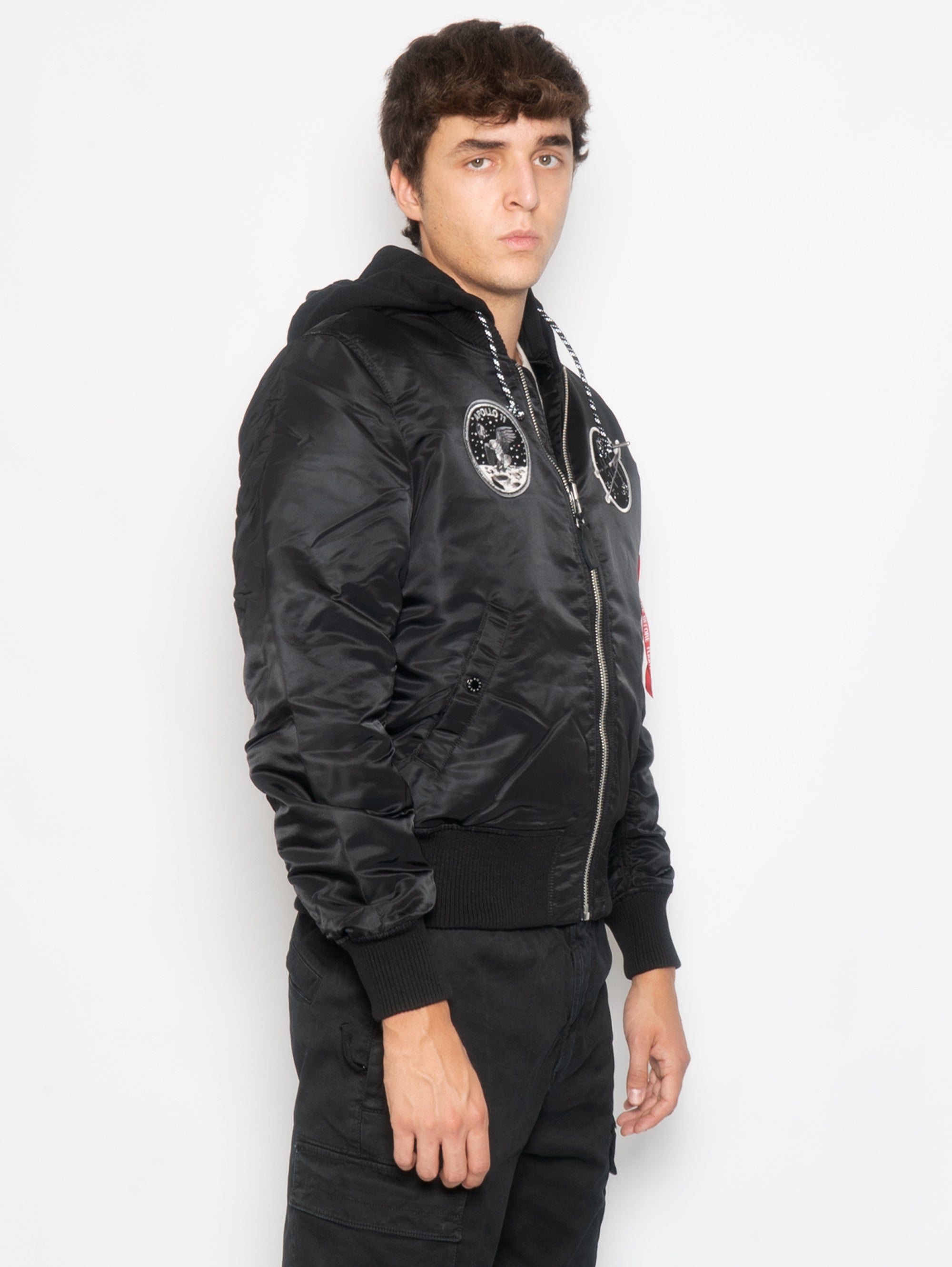 Aviator Bomber with Hood MA-1 VF Hood Dark Side Black