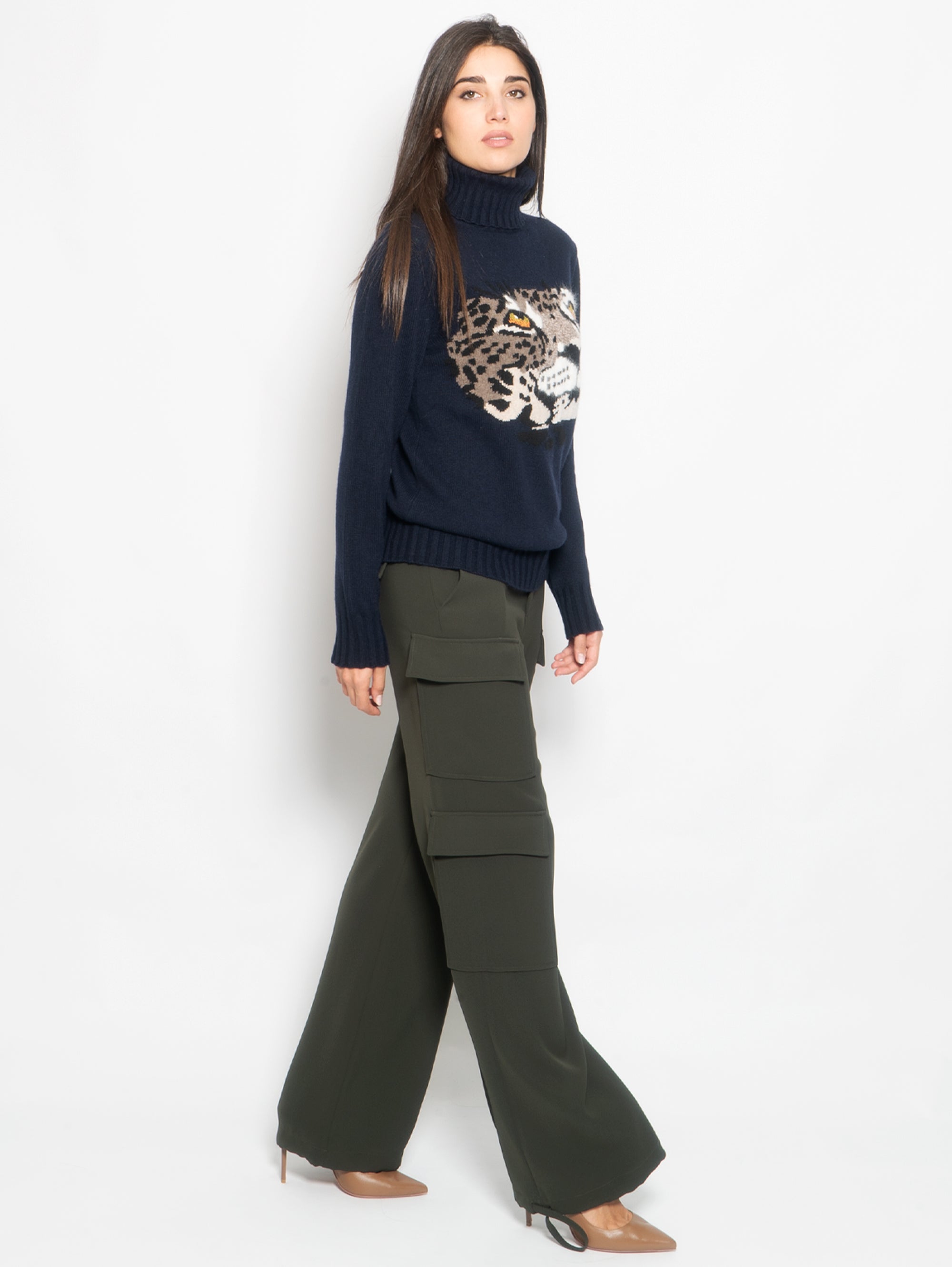 Olive Green Wide Cargo Pants