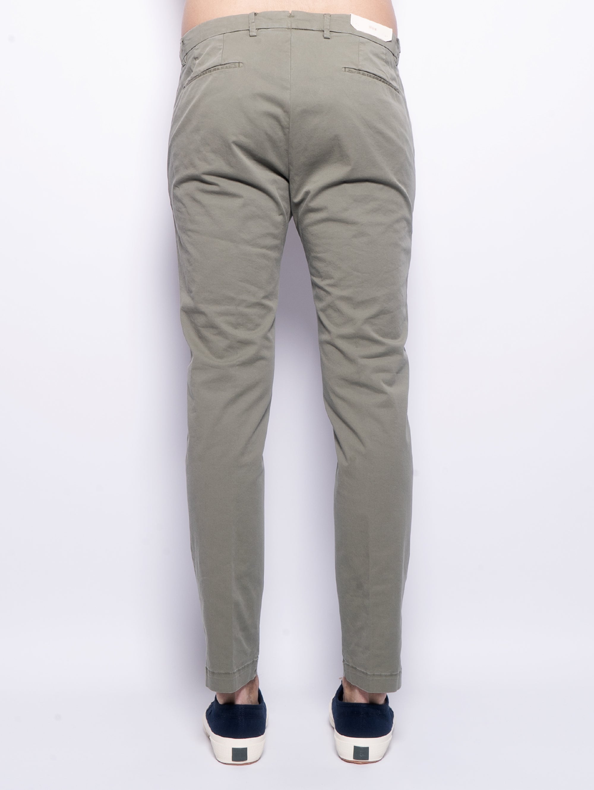 Pantaloni Slim in Gabardine di Cotone Verde