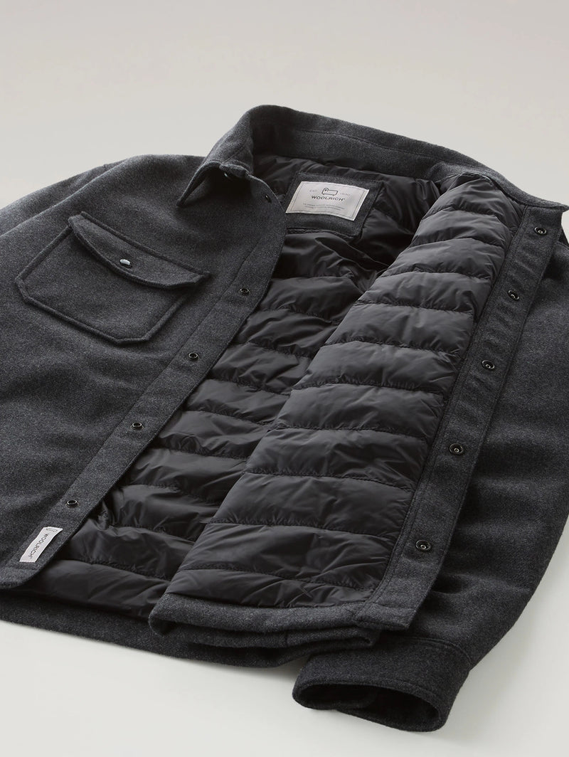 Overshirt Imbottita Alaskan in Lana Grigio