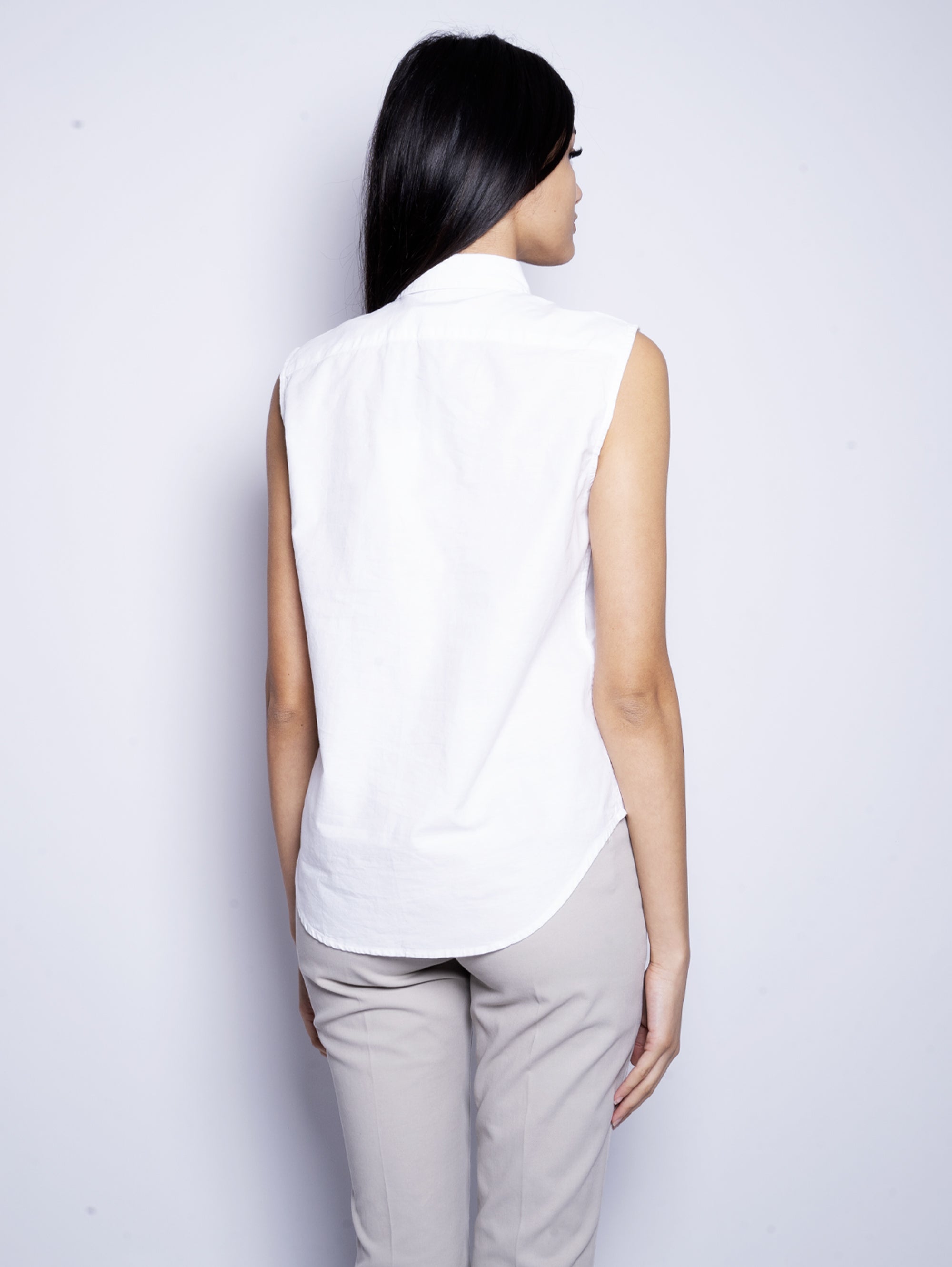 White Sleeveless Oxford Shirt