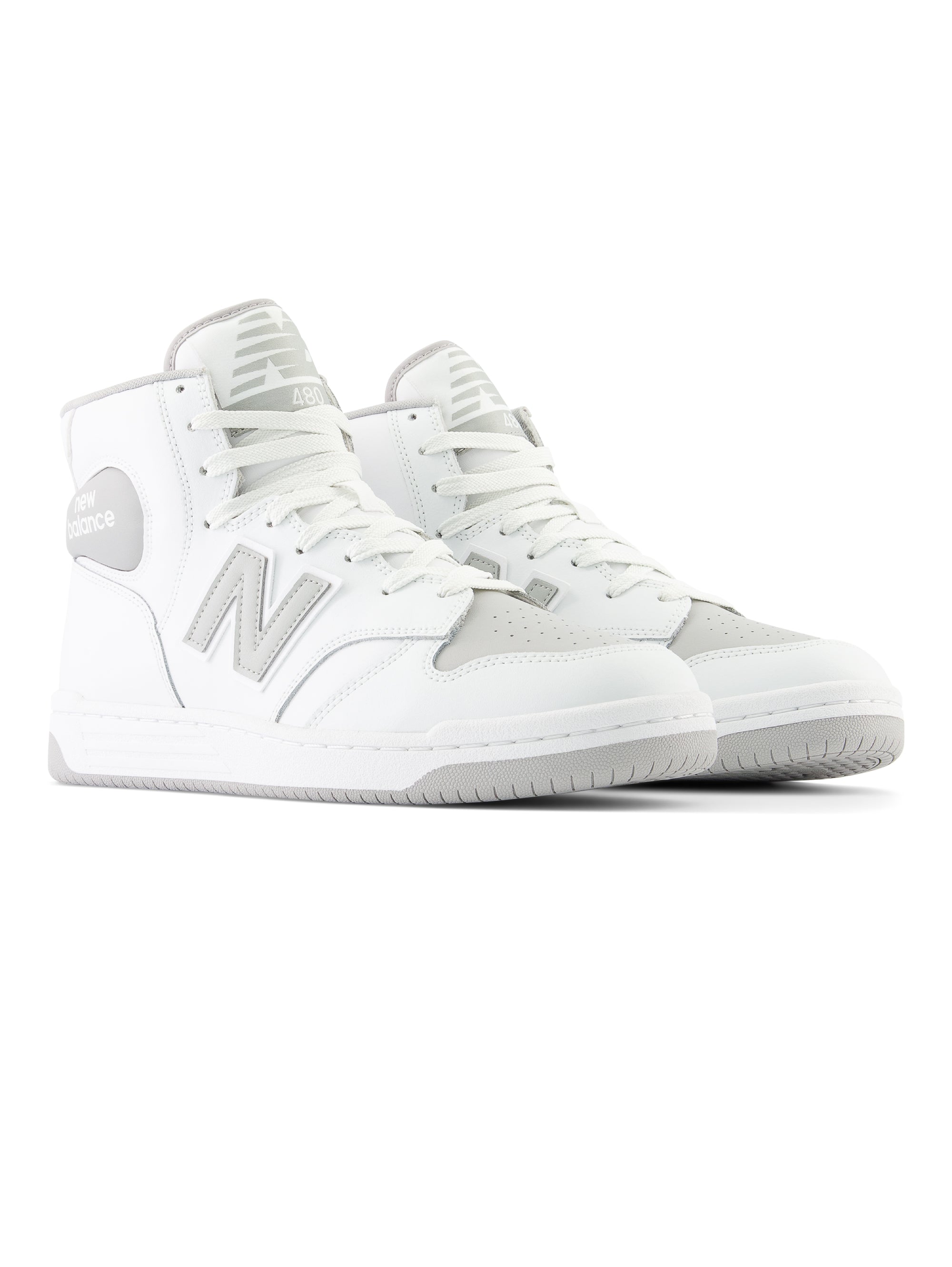 Retro Basketball Style High Sneakers Grey/White