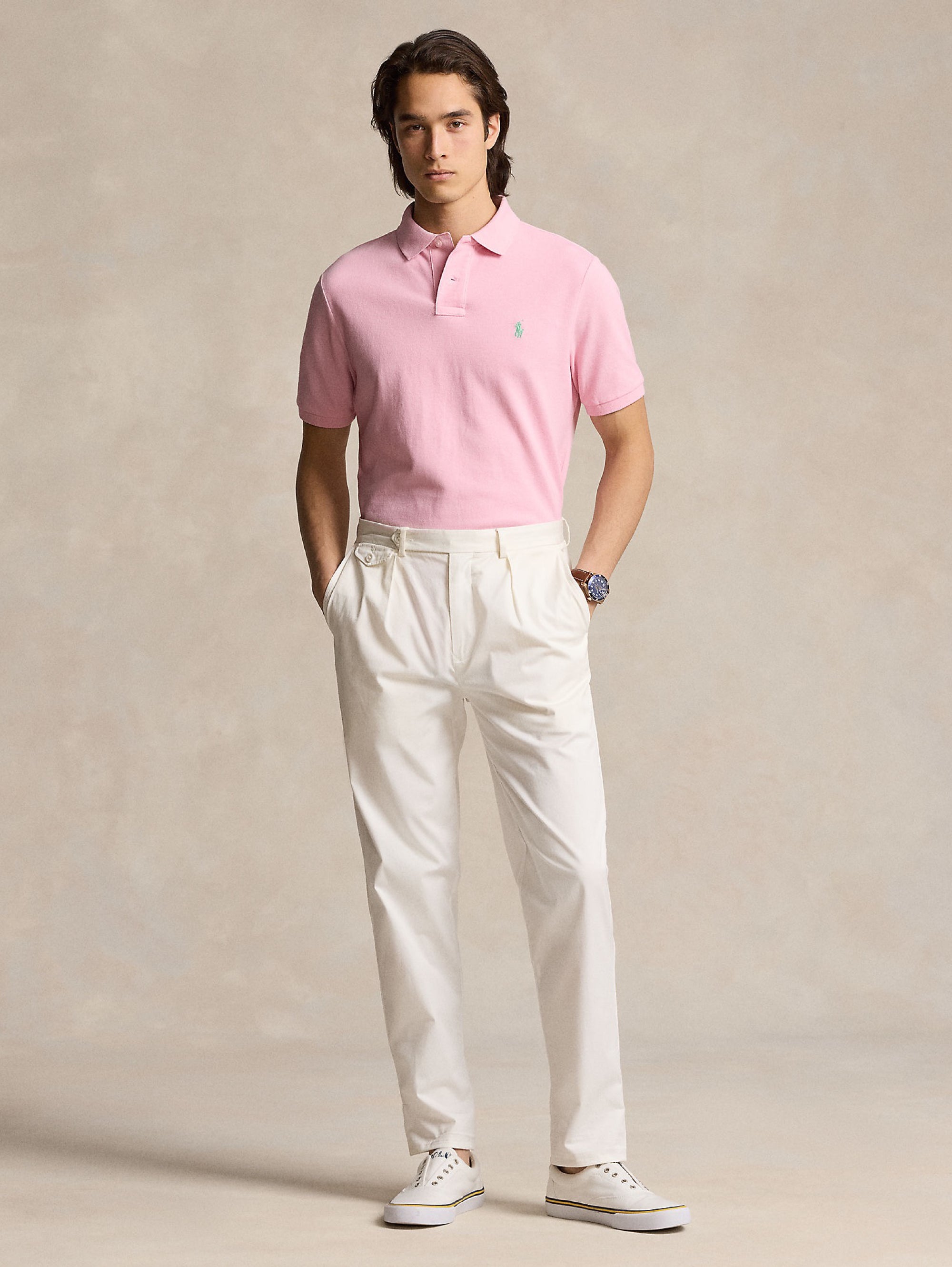 Polo in Mesh Slim Fit Rosa