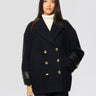 PINKO-Cappotto Caban in Tessuto Bouclé Blu-TRYME Shop