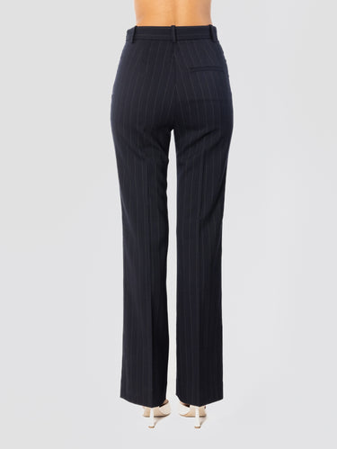 Pantalon à Rayures Taille Haute Bleu