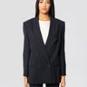 PINKO-Giacca Gessato Doppiopetto con Collo a Revers Blu-TRYME Shop