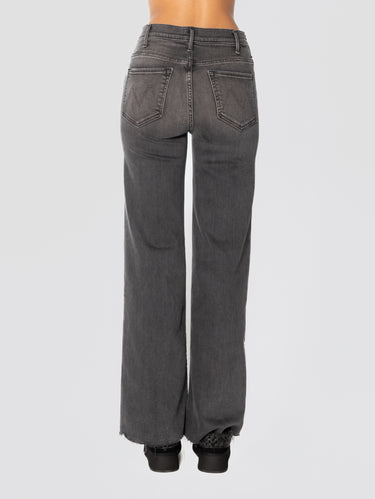 Jeans mit Schlag und hoher Taille mit ausgefranstem Saum Grau