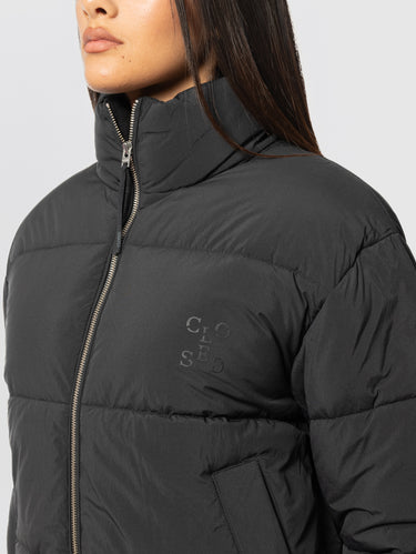 Bomber Cropped Senza Cappuccio Nero