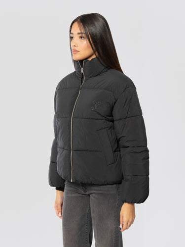 Bomber Cropped Senza Cappuccio Nero
