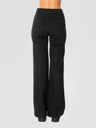 Schlagjeans mit hoher Taille Schwarz
