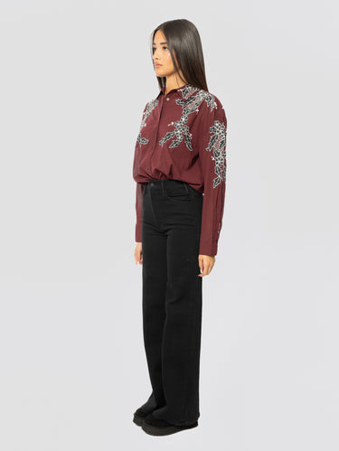 Schlagjeans mit hoher Taille Schwarz