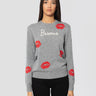 MC2 SAINT BARTH-Maglione Girocollo con Ricami Bisous e Baci Grigio-TRYME Shop
