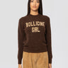 MC2 SAINT BARTH-Maglione Girocollo Bollicine Girl con Strass Marrone-TRYME Shop