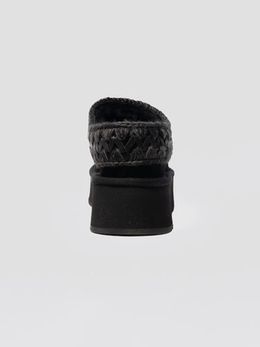 Mule in Montone Platform Clog Nero