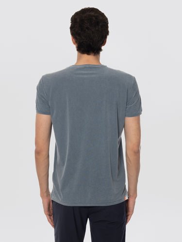 T-shirt en piqué effet délavé bleu nuit