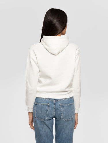 Weißer Kapuzen-Full-Zip-Sweatshirt