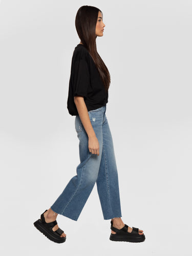 Jeans Angie met Rafelige Zoom Blauw
