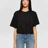 PINKO-T-shirt Cropped con Pieghe Nero-TRYME Shop