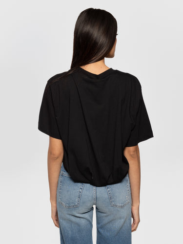Cropped T-shirt met Plooien Zwart