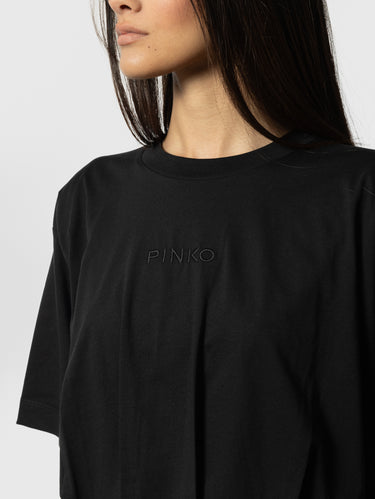 Cropped T-shirt met Plooien Zwart