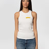 ICON DENIM-Top a Costine con Scollo All'Americana Bianco-TRYME Shop