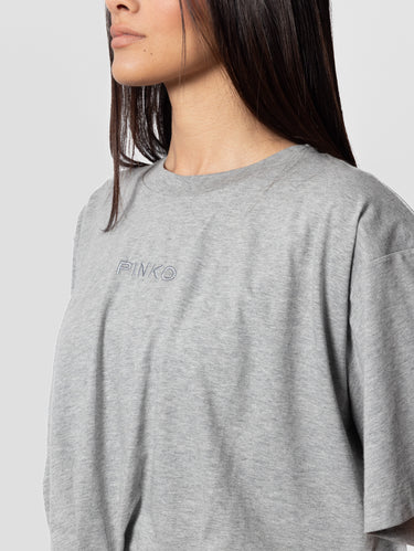 Cropped T-shirt met Plooien Grijs