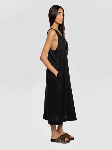 Longuette-Kleid aus Leinen Douglas Schwarz