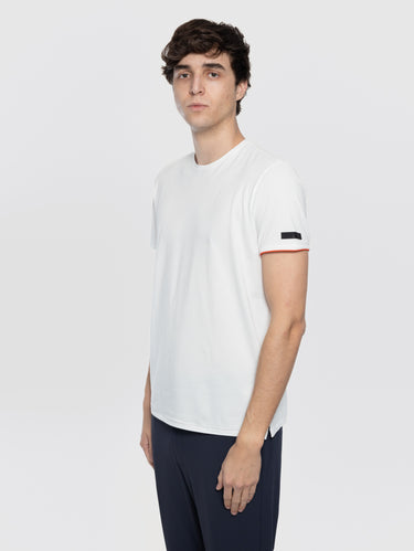 T-shirt en piqué de coton extensible blanc
