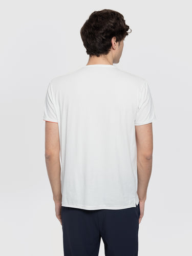 T-shirt en piqué de coton extensible blanc