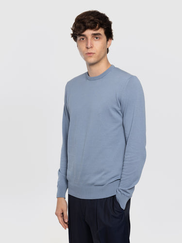Pull en coton crêpe chambray